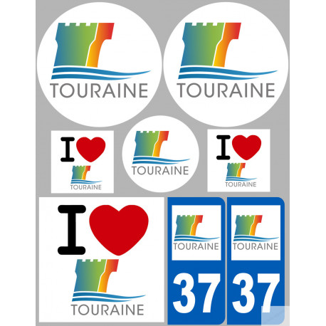 Département 37 Touraine (8 autocollants variés) - Autocollant(sticker)
