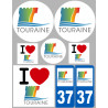 Département 37 Touraine (8 autocollants variés) - Autocollant(sticker)