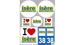 Département 38 l'Isère (8 autocollants variés) - Autocollant(sticker)