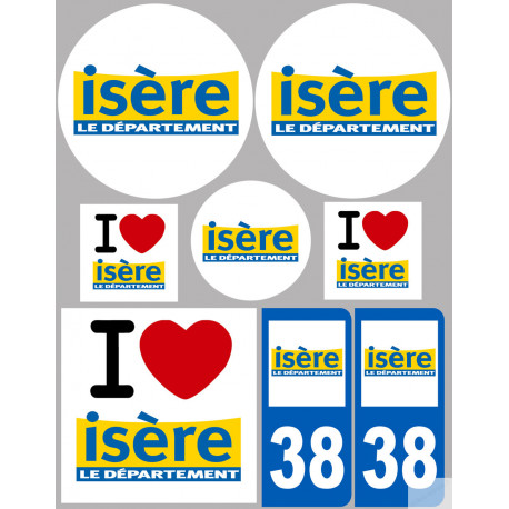 Département 38 l'Isère (8 autocollants variés) - Autocollant(sticker)