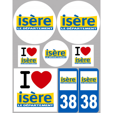 Département 38 l'Isère (8 autocollants variés) - Autocollant(sticker)