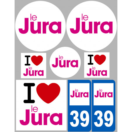 Département 39 le Jura (8 autocollants variés) - Autocollant(sticker)