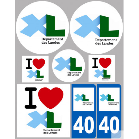 Département 40 les Landes (8 autocollants variés) - Autocollant(sticker)