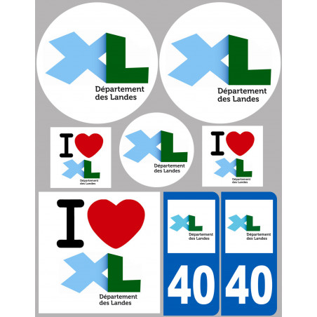 Département 40 les Landes (8 autocollants variés) - Autocollant(sticker)
