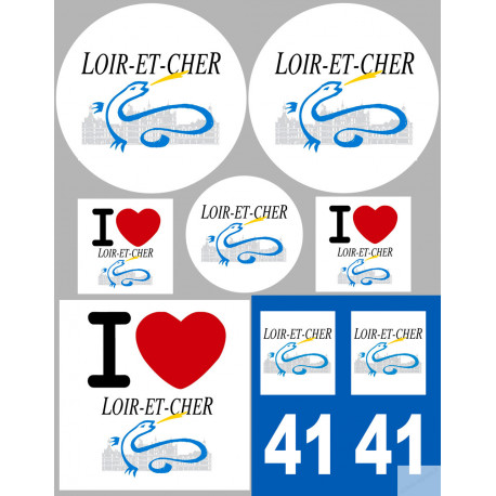 Département 41 le Loir et Cher (8 autocollants variés) - Autocollant(sticker)