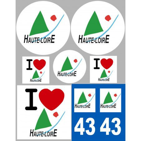 Département 43 la Haute Loire (8 autocollants variés) - Autocollant(sticker)