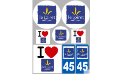 Département 45 le Loiret (8 autocollants variés) - Autocollant(sticker)