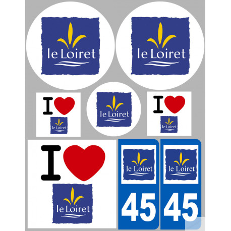 Département 45 le Loiret (8 autocollants variés) - Autocollant(sticker)