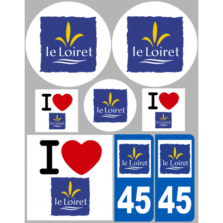 Département 45 le Loiret (8 autocollants variés) - Autocollant(sticker)
