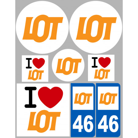 Département 46 le Lot (8 autocollants variés) - Autocollant(sticker)