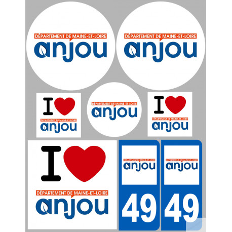 Département 49 l'Anjou (8 autocollants variés) - Autocollant(sticker)