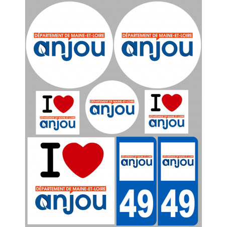 Département 49 l'Anjou (8 autocollants variés) - Autocollant(sticker)