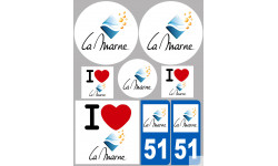 Département 51 la Marne (8 autocollants variés) - Autocollant(sticker)