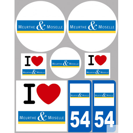 Département 54 la Meurthe et Moselle (8 autocollants variés) - Autocollant(sticker)