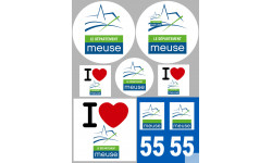Département 55 la Meuse (8 autocollants variés) - Autocollant(sticker)