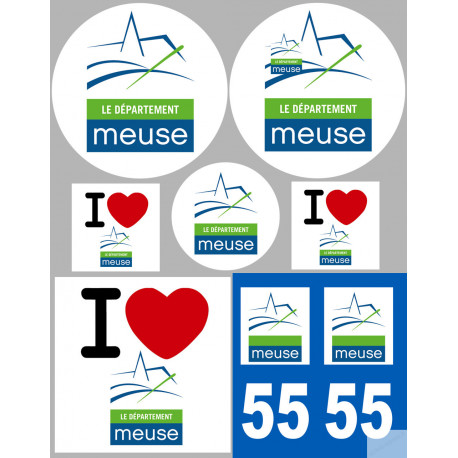 Département 55 la Meuse (8 autocollants variés) - Autocollant(sticker)
