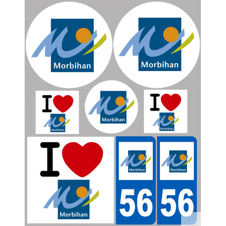 Département 56 le Morbihan (8 autocollants variés) - Autocollant(sticker)