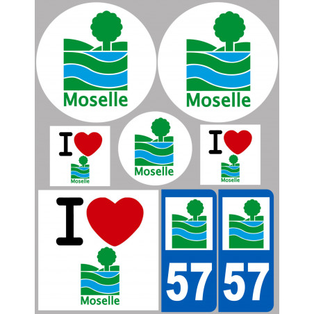 Département 57 la Moselle (8 autocollants variés) - Autocollant(sticker)
