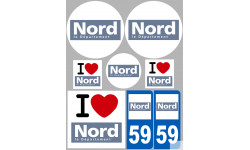 Département 59 le Nord (8 autocollants variés) - Autocollant(sticker)