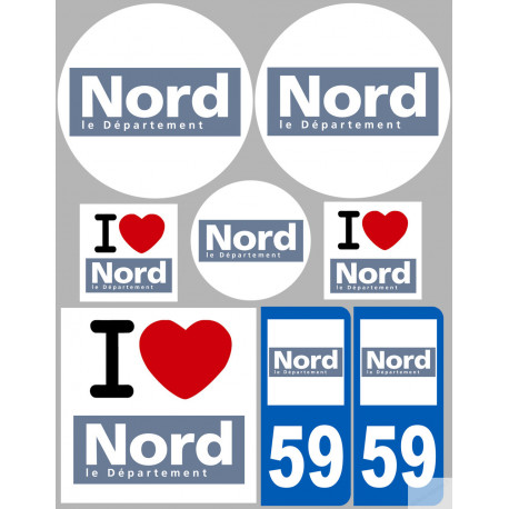 Département 59 le Nord (8 autocollants variés) - Autocollant(sticker)