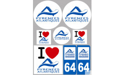 Département 64 les Pyrénées Atlantique (8 autocollants variés) - Autocollant(sticker)