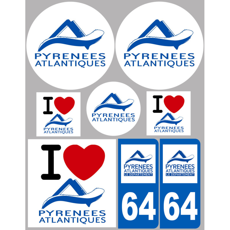 Pyrénées Atlantique (8 autocollants variés) - Sticker/autocollant