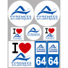 Département 64 les Pyrénées Atlantique (8 autocollants variés) - Autocollant(sticker)