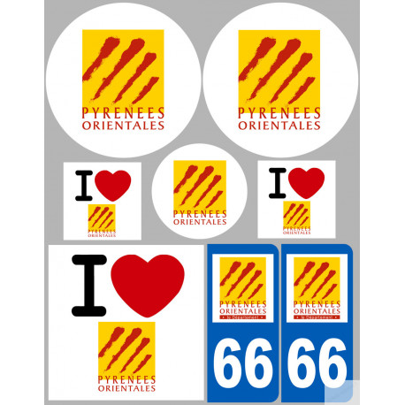 Département 66 les Pyrénées Orientales (8 autocollants variés) - Autocollant(sticker)