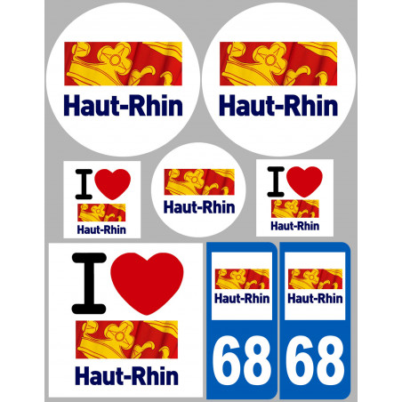 Département 68 le Haut-Rhin (8 autocollants variés) - Autocollant(sticker)