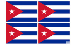 Drapeau Cuba (4 fois 9.5x6.3cm) - Autocollant(sticker)