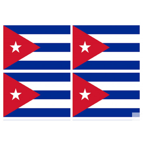 Drapeau Cuba (4 fois 9.5x6.3cm) - Autocollant(sticker)