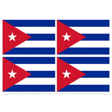 Drapeau Cuba (4 fois 9.5x6.3cm) - Autocollant(sticker)