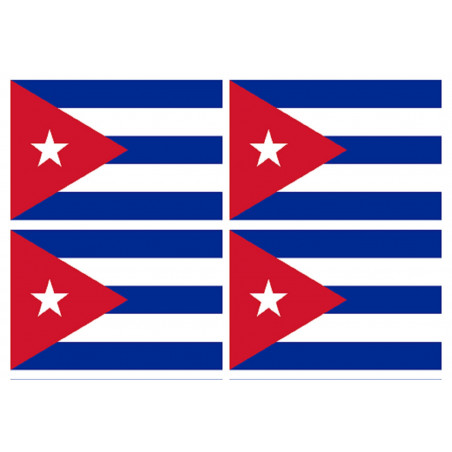 Drapeau Cuba (4 fois 9.5x6.3cm) - Autocollant(sticker)