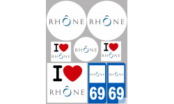 Département 69 le Rhône (8 autocollants variés) - Autocollant(sticker)