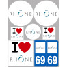 Département 69 le Rhône (8 autocollants variés) - Autocollant(sticker)