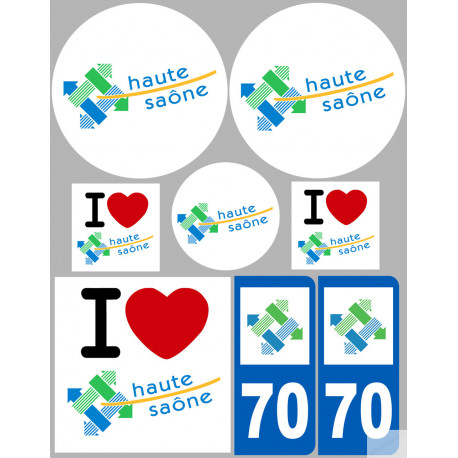 Département 70 la Haute Saône (8 autocollants variés) - Autocollant(sticker)