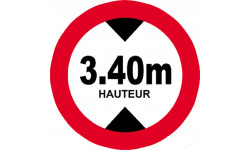 hauteur de passage maximum 3.40m - 5cm - Autocollant(sticker)