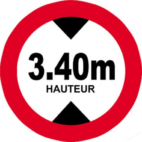 hauteur de passage maximum 3.40m - 5cm - Autocollant(sticker)