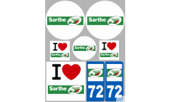 Département 72 la Sarthe (8 autocollants variés) - Autocollant(sticker)