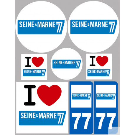 Département 77 la Seine et Marne (8 autocollants variés) - Autocollant(sticker)
