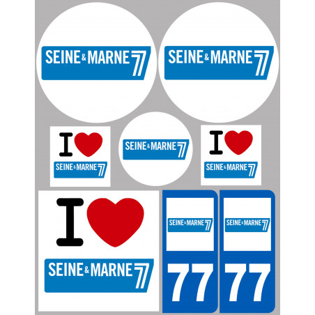 Département 77 la Seine et Marne (8 autocollants variés) - Autocollant(sticker)