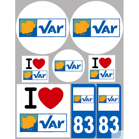 Département 83 le Var (8 autocollants variés) - Autocollant(sticker)