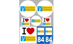 Département 84 le Vaucluse (8 autocollants variés) - Autocollant(sticker)