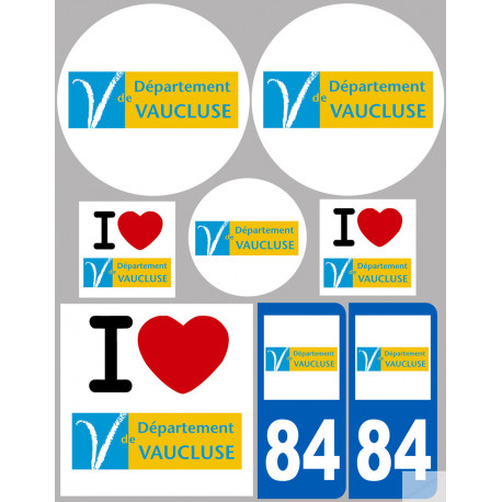 Département 84 le Vaucluse (8 autocollants variés) - Autocollant(sticker)