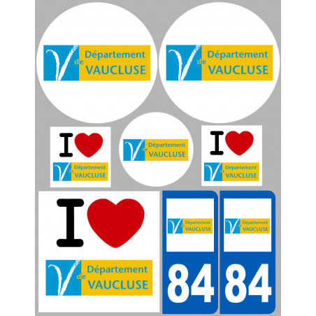 Département 84 le Vaucluse (8 autocollants variés) - Autocollant(sticker)