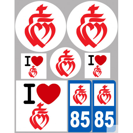 Département 85 la Vendée (8 autocollants variés) - Autocollant(sticker)