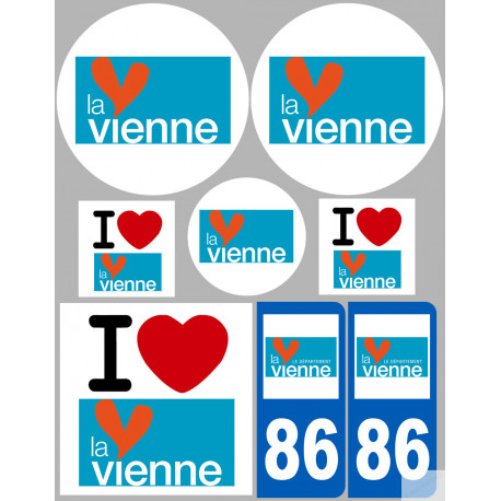 Département 86 la Vienne (8 autocollants variés) - Autocollant(sticker)