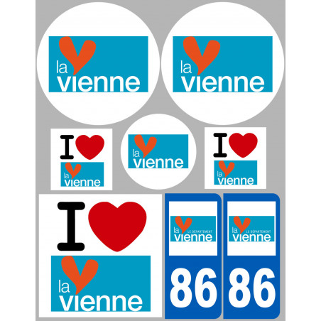 Département 86 la Vienne (8 autocollants variés) - Autocollant(sticker)