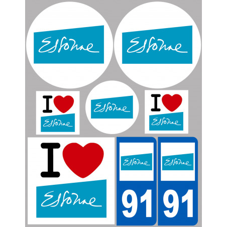 Département 91 l'Essonne (8 autocollants variés) - Autocollant(sticker)