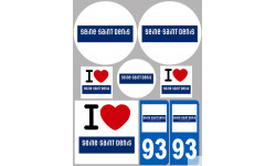 Département 93 la Seine-Saint-Denis (8 autocollants variés) - Autocollant(sticker)